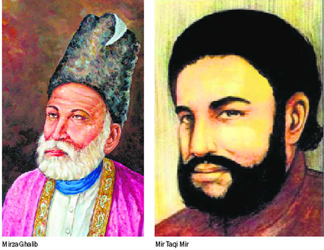 "Classical Urdu literature icons Mir Taqi Mir and Ghalib